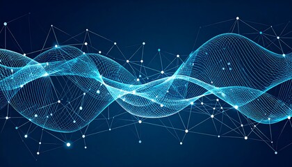 Abstract wave design with glowing lines and dots