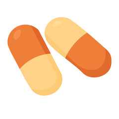 Vector illustration of two medical capsules, flat cartoon doodle style isolated.