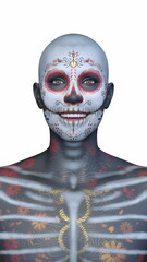 フェイスペインティングをした男性　3DCGレンダリング