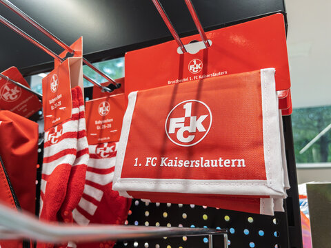 1. FC Kaiserslautern Merchandise Display at Sports Store