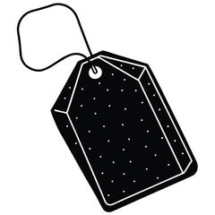 outline tea bag with tag minimal vector on white b (1).eps