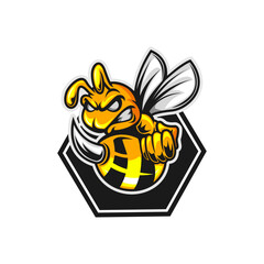 powerful wasp sting cartoon mascot