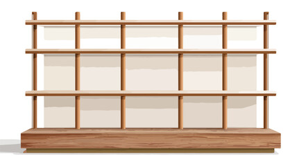 Modern Empty Retail Display Rack with Shelves and Wood for Store Merchandising