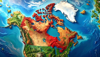High-resolution topographical map of Canada