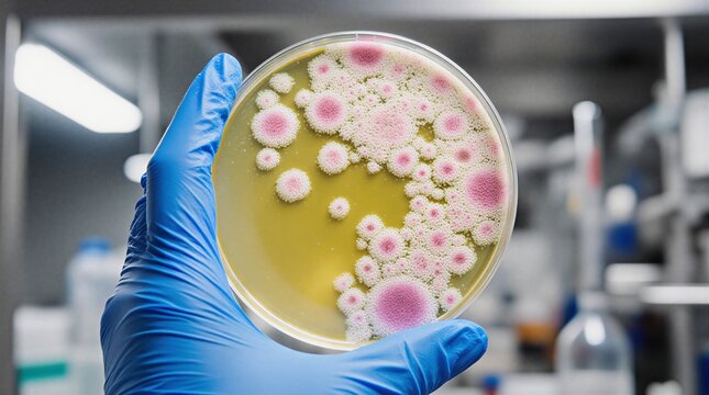 scientist holding petri dish in lab for microbiological research and analysis | science, research, health, biology, laboratory theme