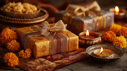 Diwali gifts and sweets traditional indian festival of lights celebration presents
