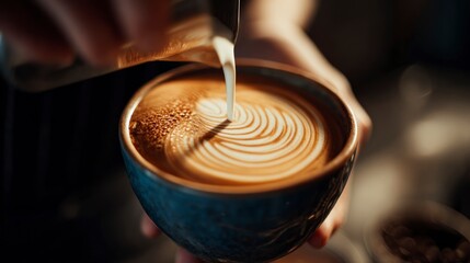 Coffee latte art pouring