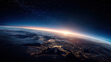 Fototapeta premium Earth At Sunrise From Space
