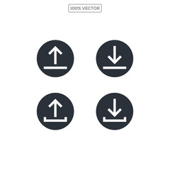 Download button icon set. Arrow download symbols. Save or upload file , Vector illustration