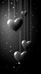 Hanging hearts with sparkles create a romantic atmosphere for special occasions