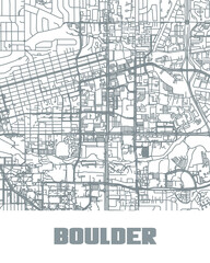 Clean highway map of Boulder, Colorado — stylized PNG format with clear road network. Ideal for travel, design, or editorial use.
