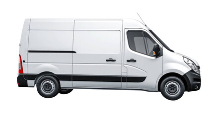 White Cargo Van Collection &ndash; Modern Commercial Delivery Vehicles Isolated on Transparent Background for Transport and Logistics Design