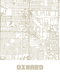 Clean highway map of Oxnard, California — stylized PNG format with clear road network. Great for travel guides, presentations, or design overlays.