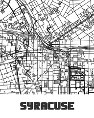 Naklejka premium Minimalist vector highway map of Syracuse, USA — clean urban road layout. Ideal for travel, editorial, or design projects.