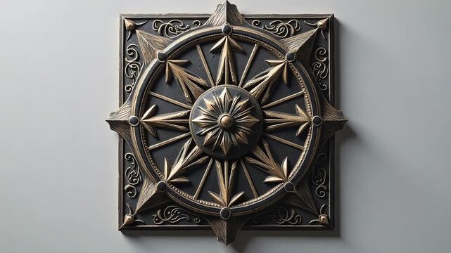 Intricate antique compass rose design with ornate detailing and metallic gold accents on a neutral background, symbolizing direction and exploration.