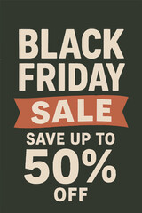 Obraz premium A bold vintage-style Black Friday sale poster with large typography in beige, red, and black color palette.