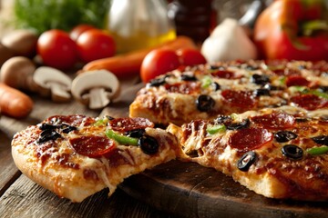 Mouthwatering Pizza with Fresh Ingredients Displayed Nicely