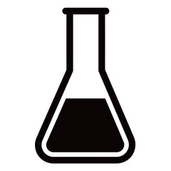 black and white silhouette of a beaker glass vector on a white background
