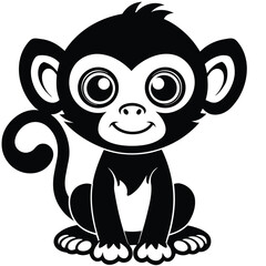 Obraz premium baby monkey with big eyes kawaii clipart on white (1).eps