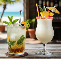 Refreshing Mojito cocktail with fresh mint, lime, and ice, beautifully garnished