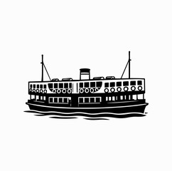 Obraz premium Star Ferry Silhouette – Iconic Hong Kong Harbour Boat