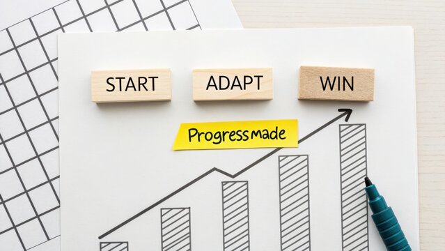 Start, Adapt, Win: Growth and Progress Concept