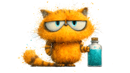 creepy orange cat face charcter on white