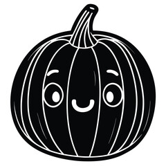 cartoon pumpkin with rosy cheeks vector on white b.eps
