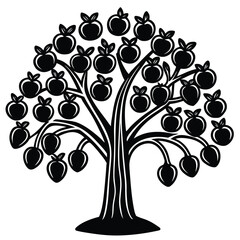 cartoon tree with rainbow fruits illustration on w.eps