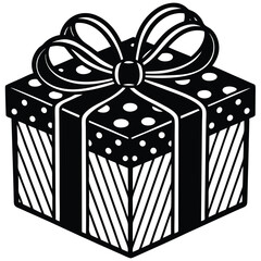 christmas gift box with bow cartoon clipart on whi.eps