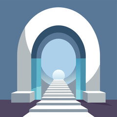 circular arch opening in futuristic white architec (1).eps