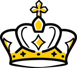 crown with gemstone cross fantasy style on white b.eps