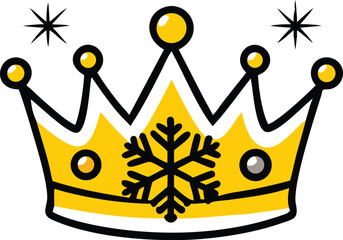 crown with snowflake gems winter theme on white ba.eps