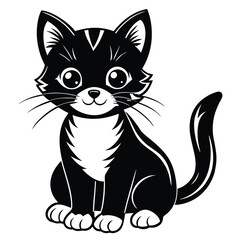 Obraz premium cute cartoon kitten sitting vector illustration o.eps