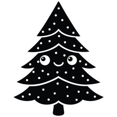 cute kawaii christmas tree with smiling face clipa.eps
