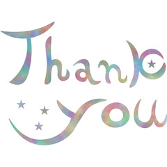 Illustration of a beautiful watercolor patterned “Thank you!” icon image