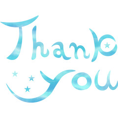 Illustration of a beautiful watercolor patterned “Thank you!” icon image