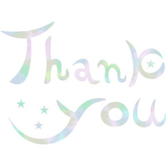 Illustration of a beautiful watercolor patterned “Thank you!” icon image