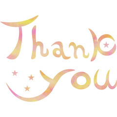 Illustration of a beautiful watercolor patterned “Thank you!” icon image