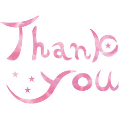 Illustration of a beautiful watercolor patterned “Thank you!” icon image