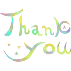 Illustration of a beautiful watercolor patterned “Thank you!” icon image