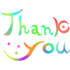 Illustration of a beautiful watercolor patterned “Thank you!” icon image