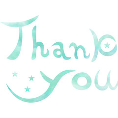 Illustration of a beautiful watercolor patterned “Thank you!” icon image