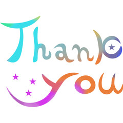 Illustration of a beautiful watercolor patterned “Thank you!” icon image