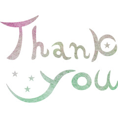 Illustration of a beautiful watercolor patterned “Thank you!” icon image