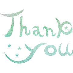 Illustration of a beautiful watercolor patterned “Thank you!” icon image