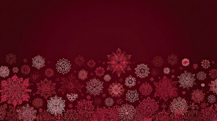 Elegant Dark Red Snowflake Border Design