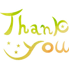 Illustration of a beautiful watercolor patterned “Thank you!” icon image