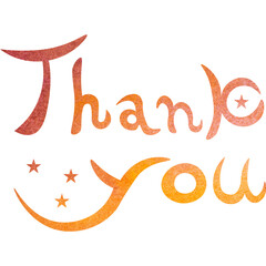 Illustration of a beautiful watercolor patterned “Thank you!” icon image