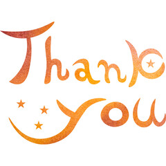 Illustration of a beautiful watercolor patterned “Thank you!” icon image